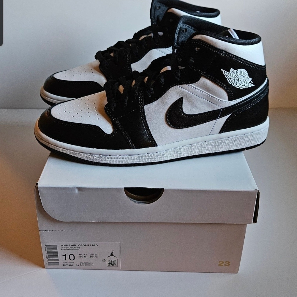 Nike Air Jordan 1 Mid Black and White Sneakers